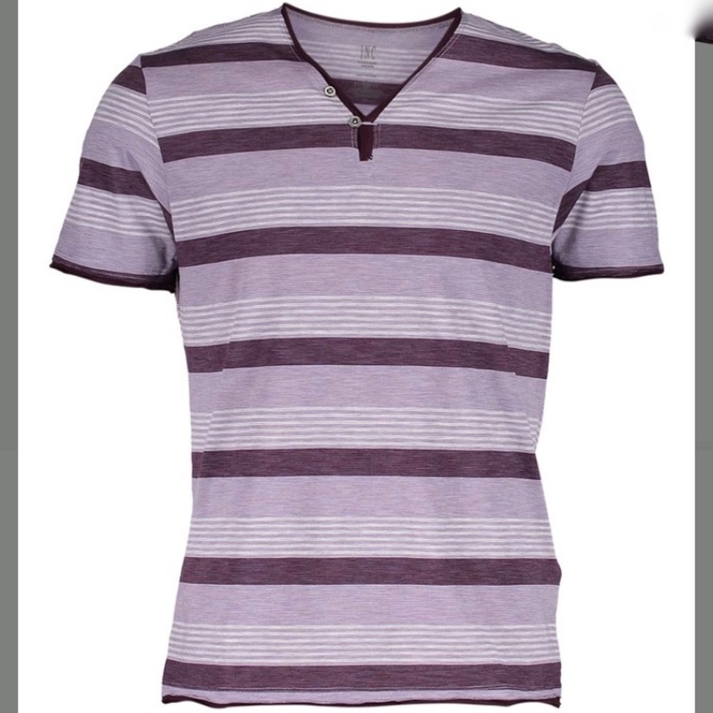NWT INC striped button accent V-neck – small
